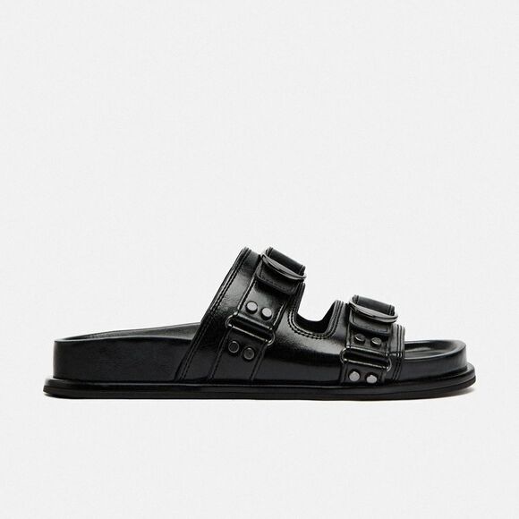 ZARA BUCKLED LEATHER SANDALS - Picture 7 of 9